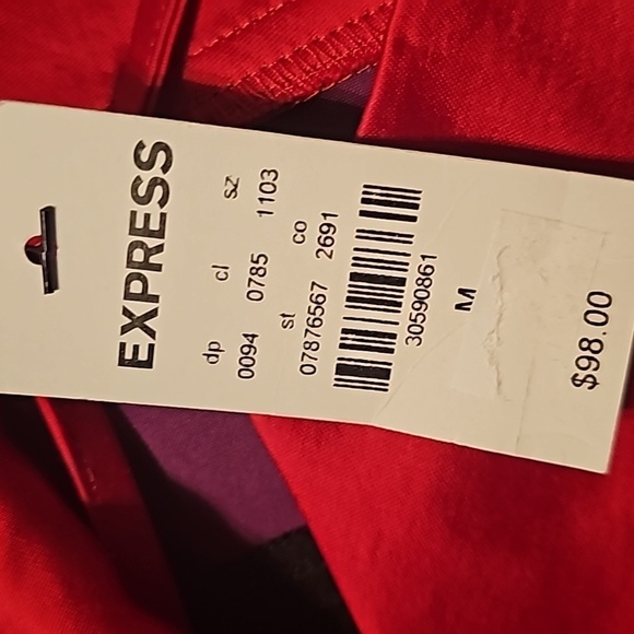 Express Black Satin Color Blocked w Red & Purple Cowl Neck Midi Slip Dress - Picture 14 of 16